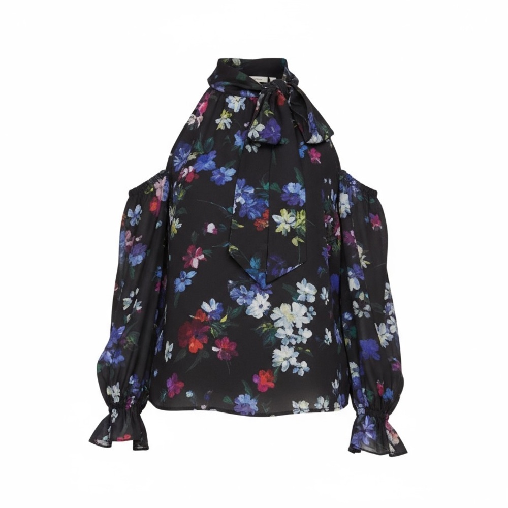 Milly Viola Silk Cold-Shoulder Top